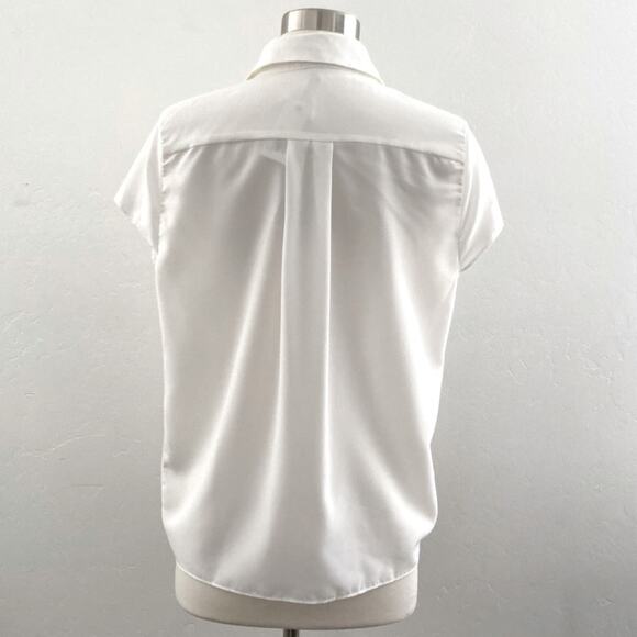 Joie Keturah Blouse Women's Small White Faux Wrap Minimalist Modest Office NWT - Picture 3 of 14